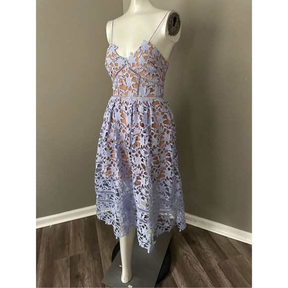 SELF-PORTRAIT AZALEA LACE MIDI DRESS - PURPLE - Picture 6 of 11